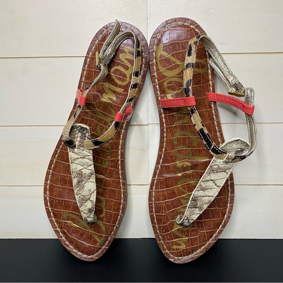 Sam Edelman Gigi Sandals Snakeskin Women's Size 7.5 Shoes M Cheetah Animal Print - Picture 8 of 10